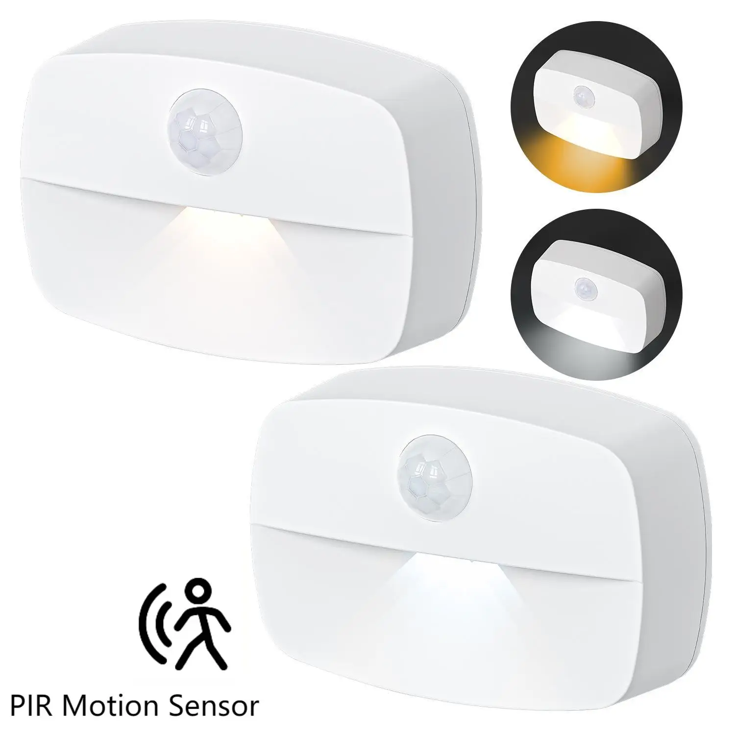 PIR Motion Sensor Night Light LED Intelligent Under Cabinet Light Battery Power Wireless Night Lamp for Bedroom Hallway Stairs