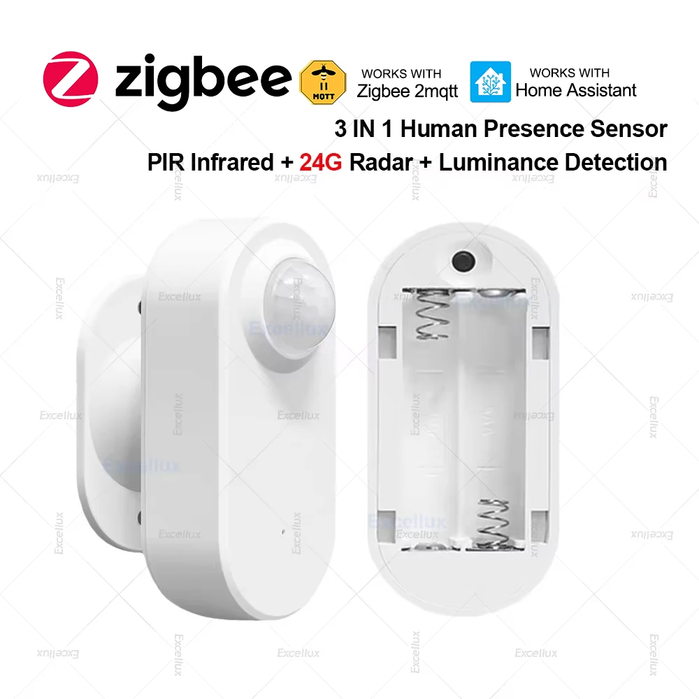 24G Zigbee Human Presence Sensor MmWave Radar Detector With PIR Motion Luminance Sensor Battery Powered,Smart Home Automation