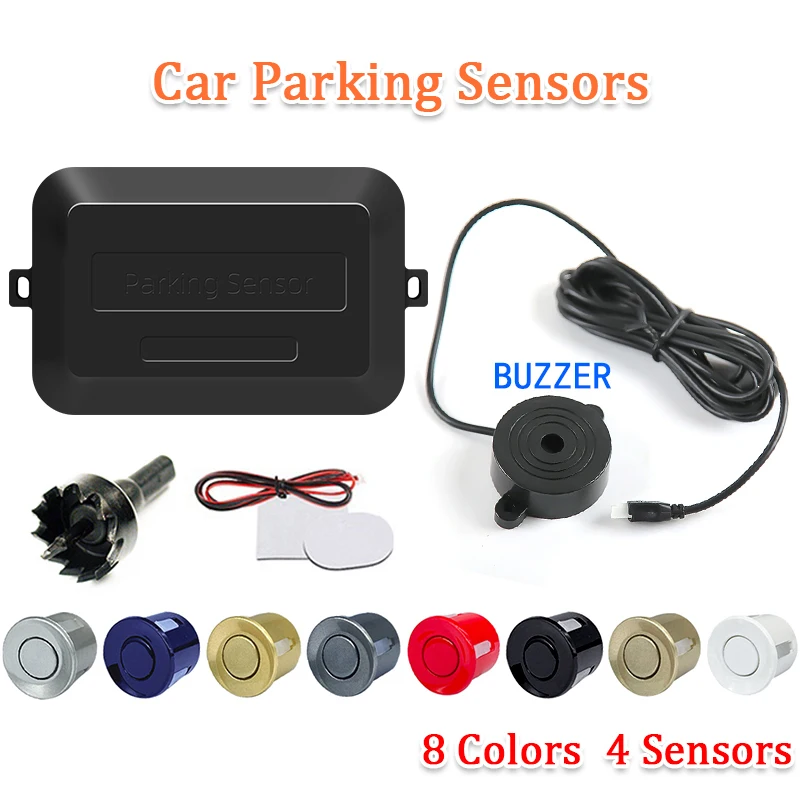Sinovcle 4 Sensors Buzzer 22mm Car Parking Sensor Kit Reverse Backup Radar Sound Alert Indicator Probe System 12V Free Shipping