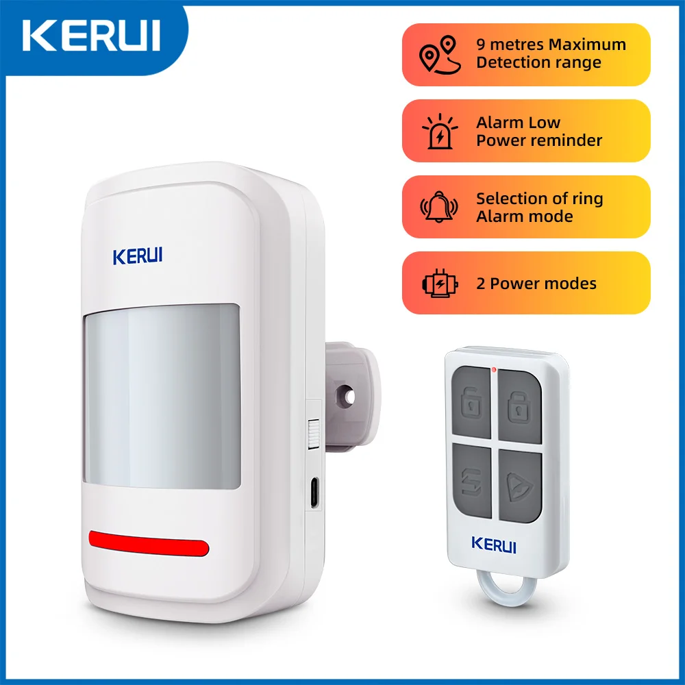 Kerui HW19 PIR Motion Sensor Detector Alarm with Alarm Sound / Doorbell Ring Remote Control to Arm/Disarm SOS for Elder Kids