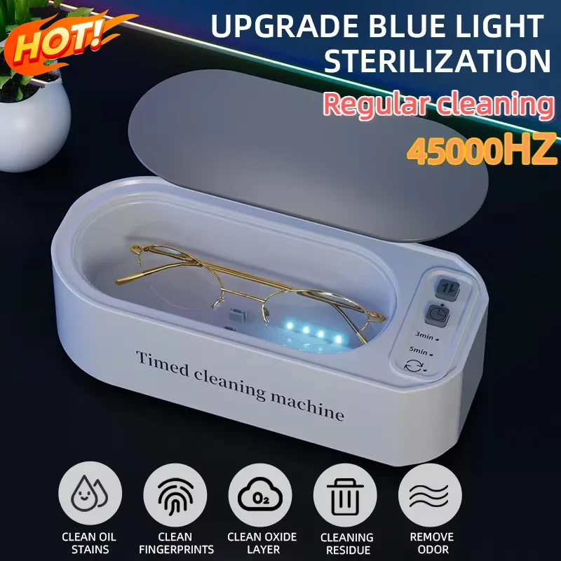 250mAh Ultrasonic Glasses Cleaning Machine Ultrasound Timed jewelry toothbrush High Frequency Ultrasonic Cleaner Bath 2026