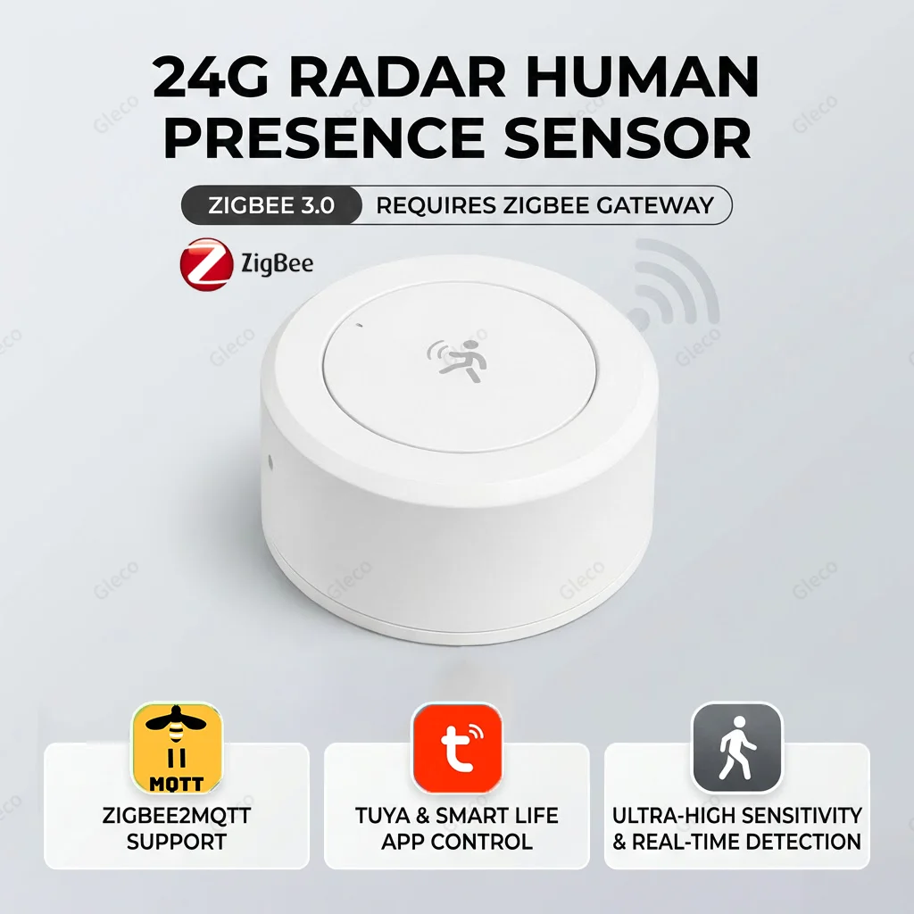 Zigbee 24G Mmwave Radar Presence Sensor Human Detector Motion/Static Detection For Tuya Z2M Smart Home Security Automation Alarm