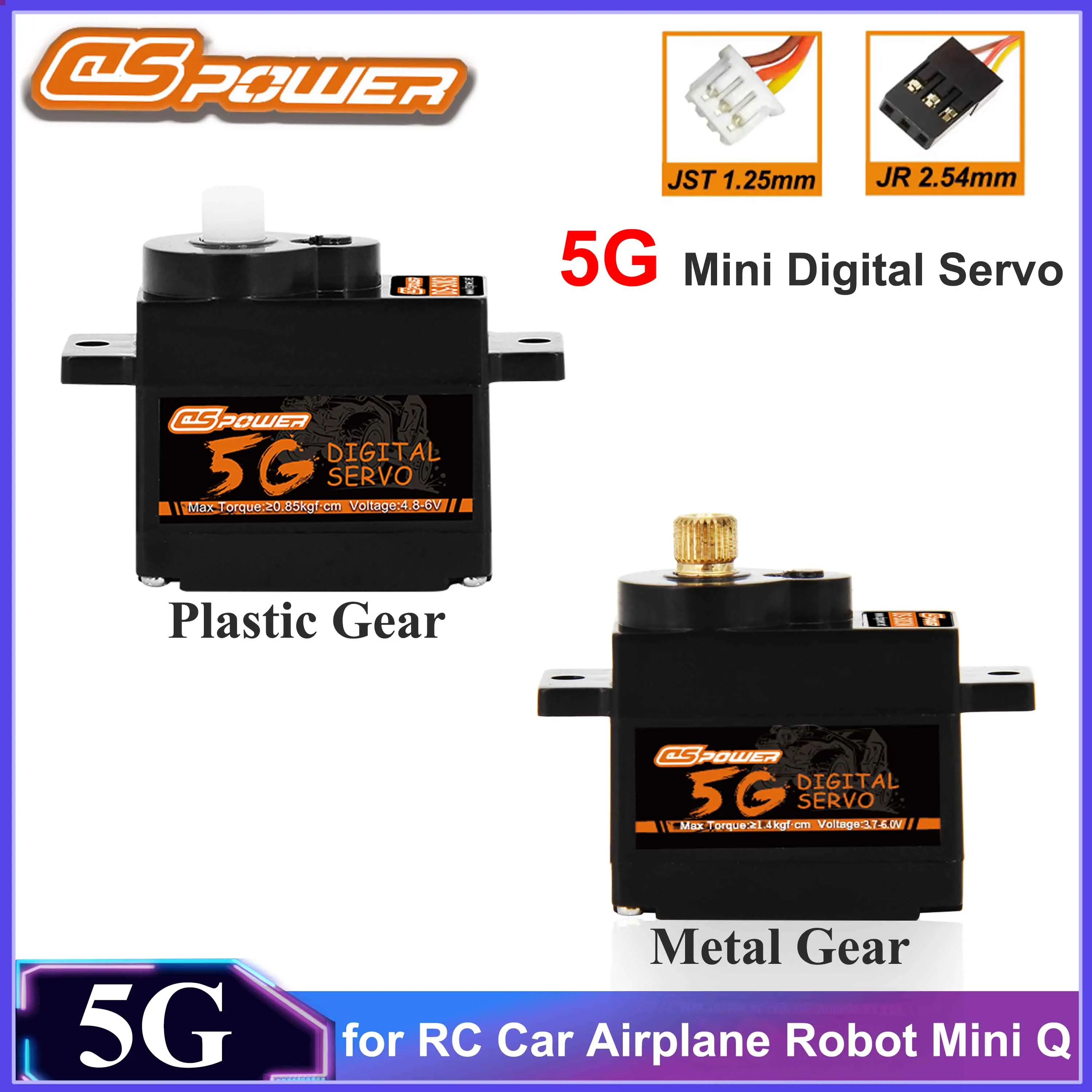 DSpower 5G Micro Digital Servo Metal/Plastic Gear JR/JST Plug for RC Mini Car Airplane Fixed-wing Mini Q Robot WLtoys K969 K999