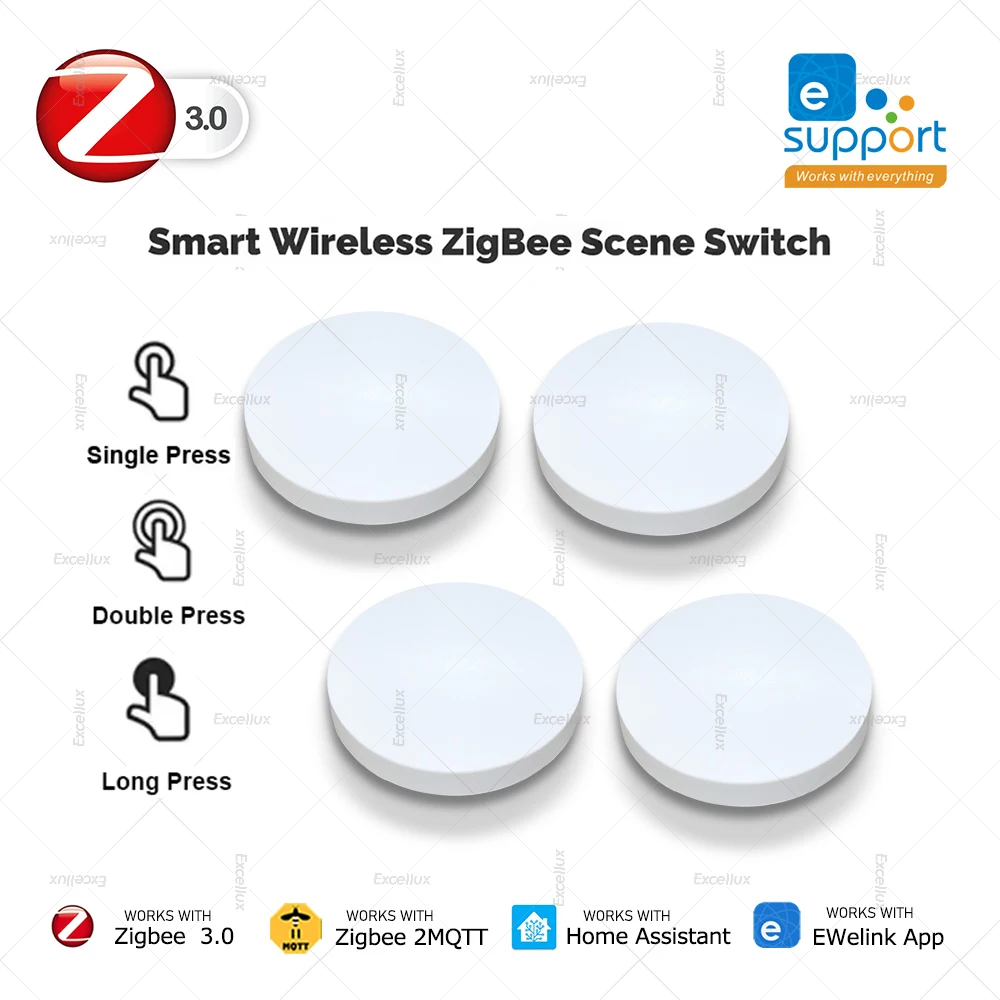 Zigbee Smart Wireless Button Switch Intelligent Scene Linkage Switch Smart Home Automation Support Home Assistant Zigbee 2mqtt