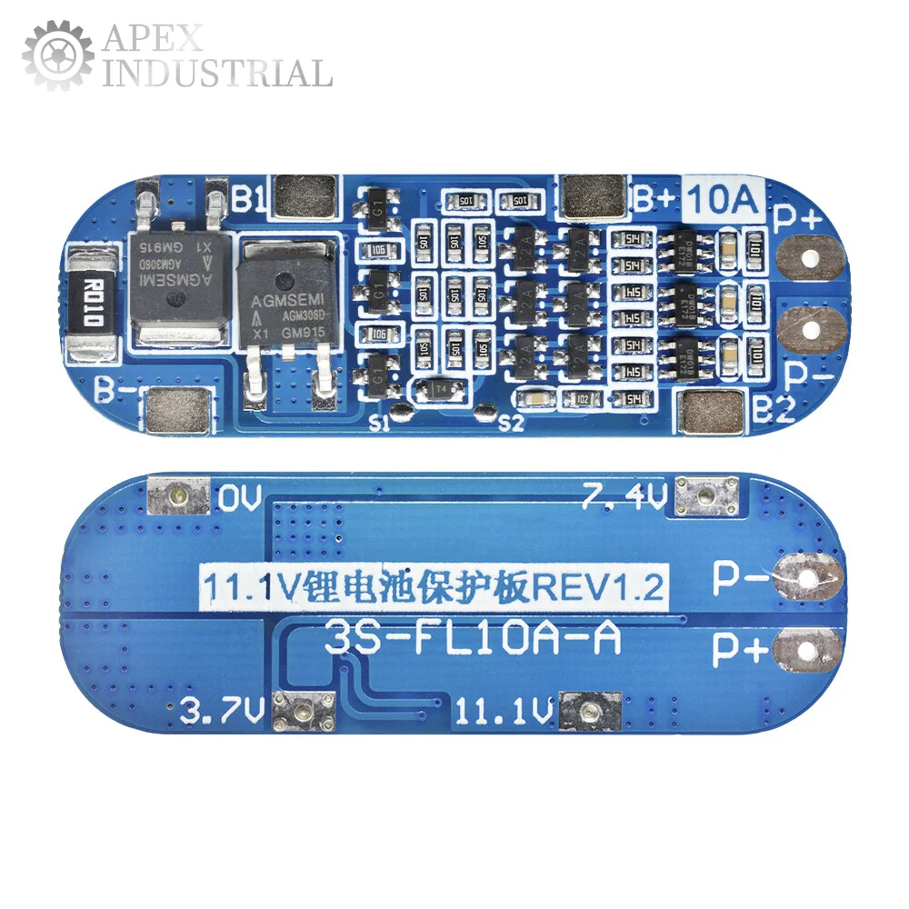 3S 12V 18650 10A BMS Charger Li-ion Lithium Battery Protection Board Circuit Board 10.8V 11.1V 12.6V Electric Blue Battery