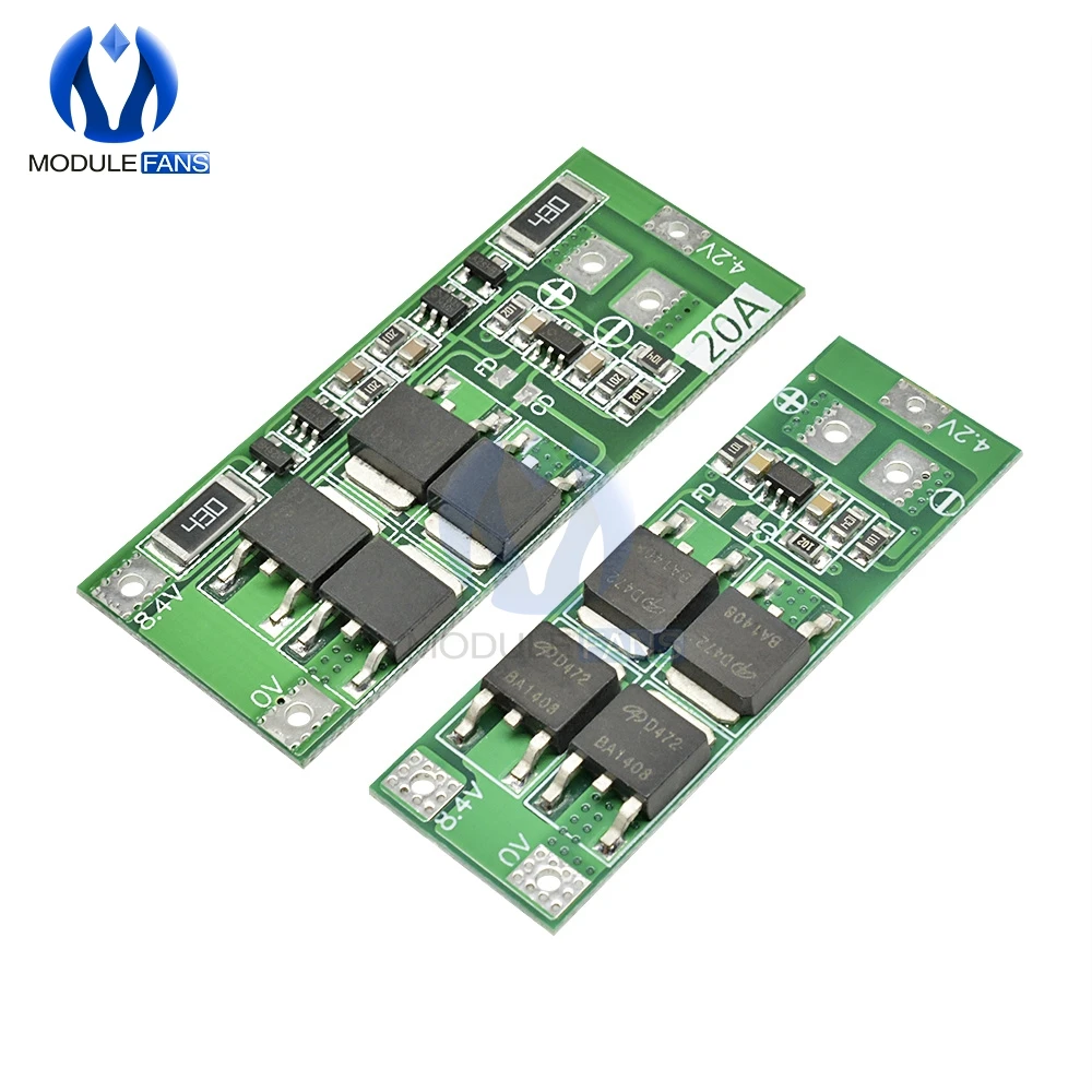 2S 10A 20A 7.4V 8.4V 18650 Polymer Lithium Battery Protection BMS Board Standard Balance Module Diy Electronic