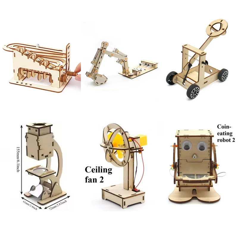 DIY Microscope Excavator fan robot Model Kit - Science And Technology Trend Toy for Small Projects Educational Experiment