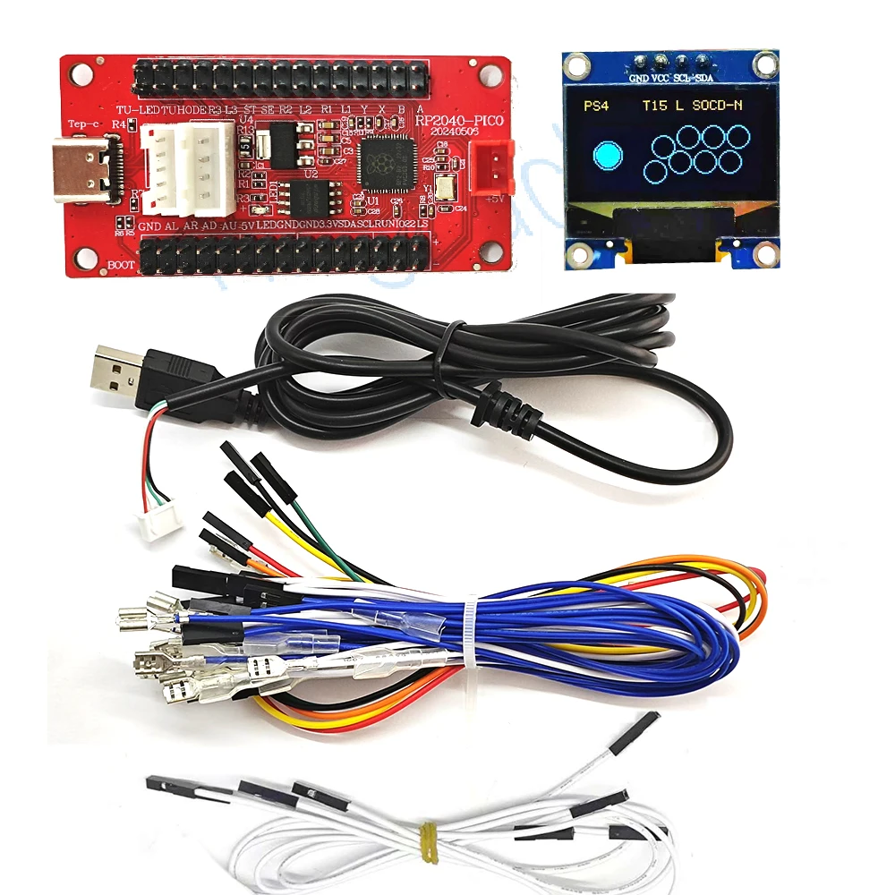 Raspberry Pi Pico Zero USB Board with Encoder for PC PS4 Switch Arcade Joystick Hitbox Controller Oled Cable DIY Gaming Parts Ki