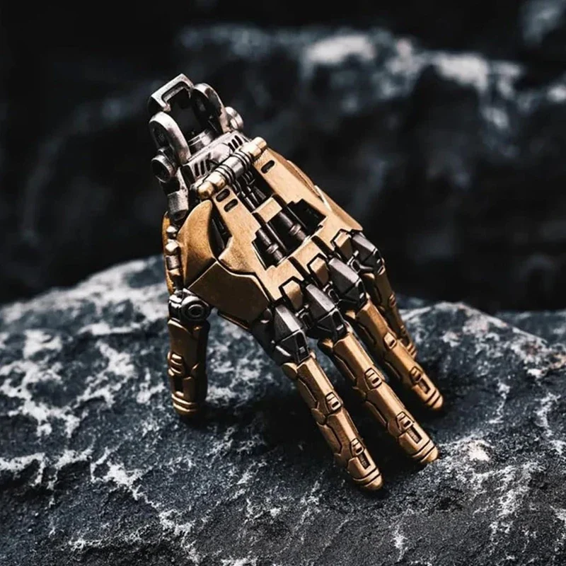 5cm Robot Hand Collectible Mechanical Bionic Hand With Chain Movable Finger Joints Hand Charm Display Gifts Pendant Ornament