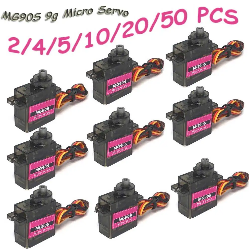 2-50Pcs MG90S 9g Micro Servo Metal Gear 180°/360° for RC Helicopter Plane RC Boat RC Car Trex 450 RC Robot Arm RC Upgraded Parts