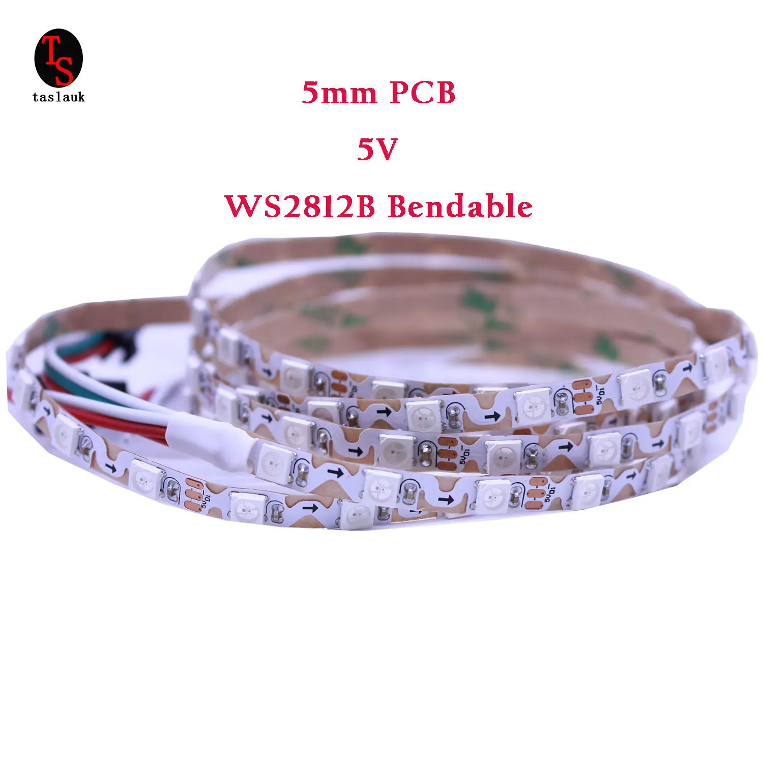 1/2/3/4/5M bendable S shape type Addressable WS2812B 5mm 8mm PCB ws2812 RGB LED pixel strip 60leds 60pixels/m 5V full color