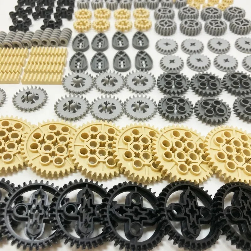 120PCS MOC Technology Building Block Gear Rack Mechanical Bricks Parts Car Robat Accessories 32498 46372 32072 4716