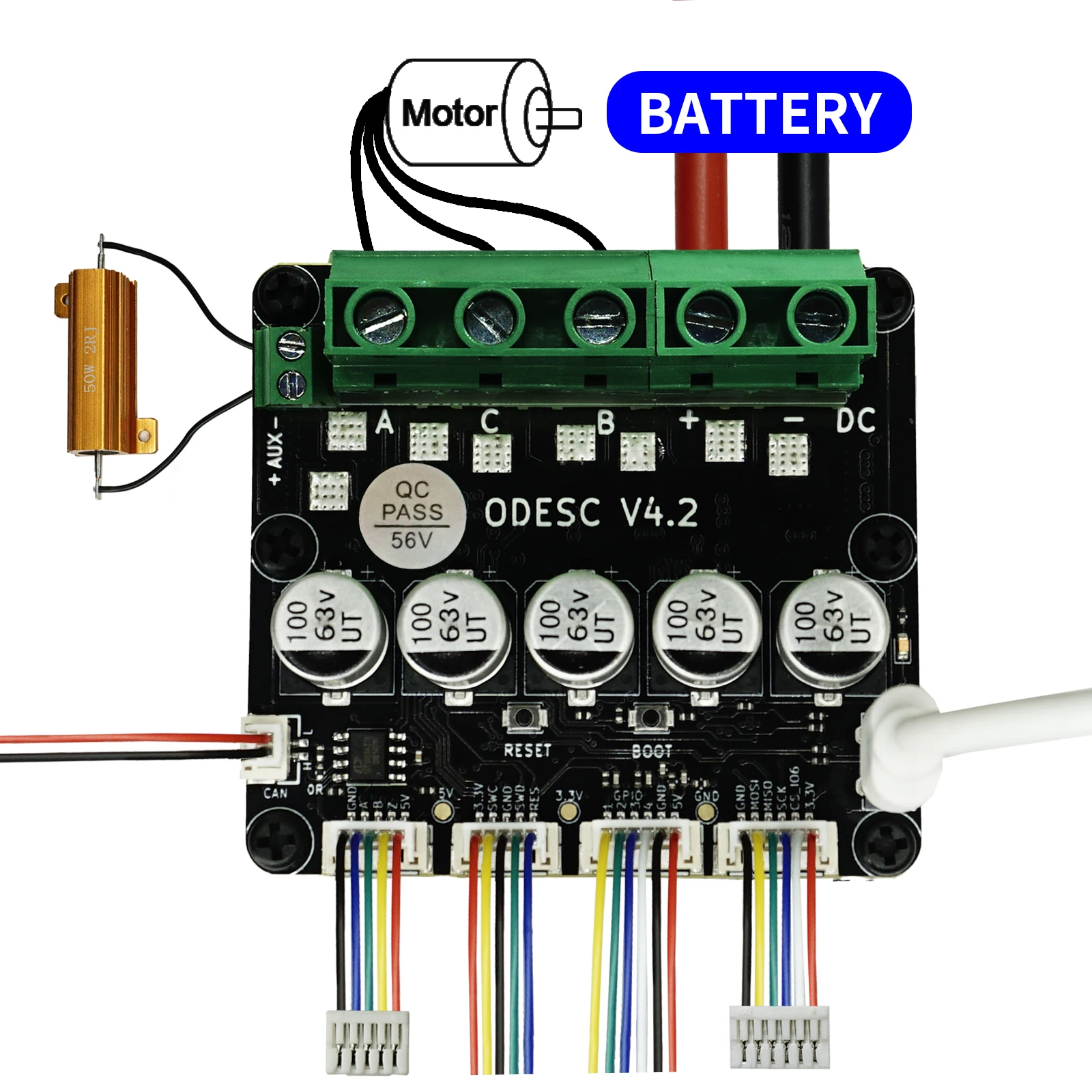 Odesc V4.2 Single-Drive High-Current High-Precision Brushless Servo Motor Controller, Based On ODrive3.6 Upgrade