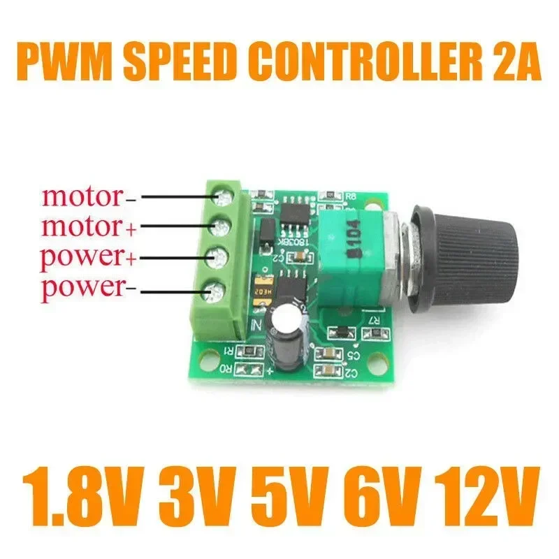 1pc DC Motor 1.8V 3V 5V 6V 12V PWM Adjustable Speed Controller Potentiometer Knob Switch Kit Control Governor