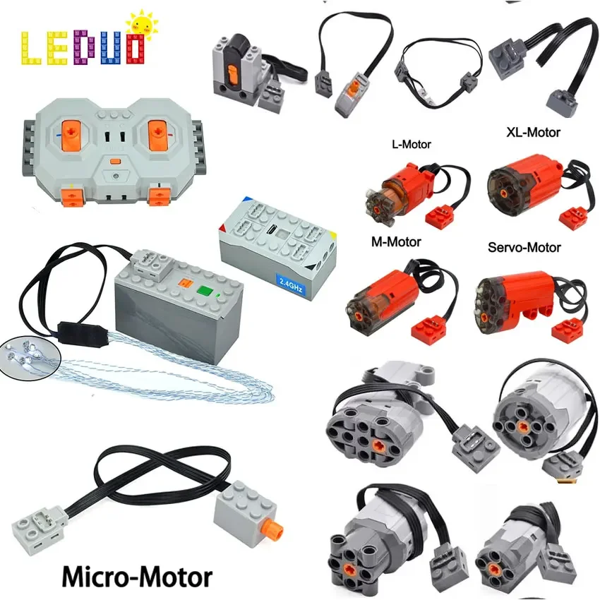 Technical Motor Parts Building Block Compatible Technical Mechanical Group MOC PF Power Function Upgrade XL-M-Servo Motor Leduo