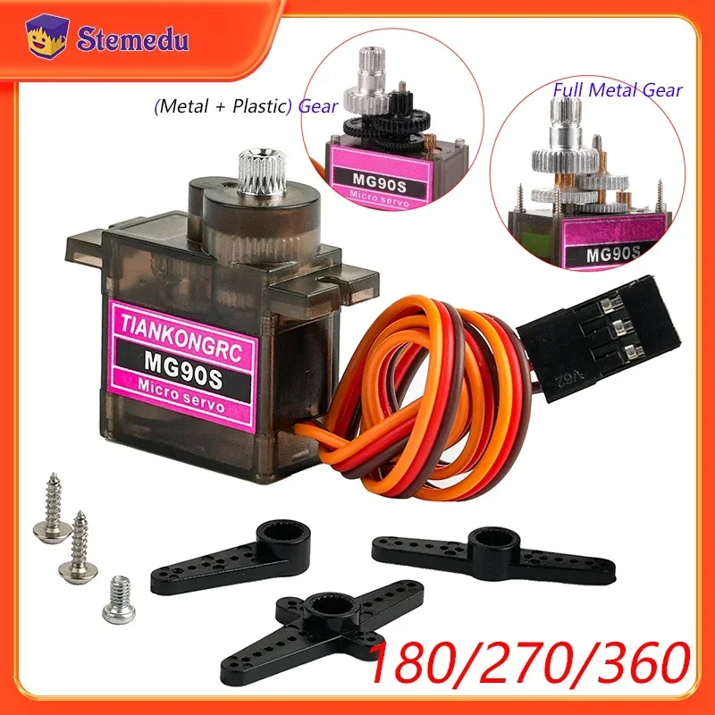 MG90S Micro Servo Motor 180/270/360 Degree Metal /Plastic Gear 9g SG90 Enhanced for Arduino RC Car Helicopter Airplane 450 Drone