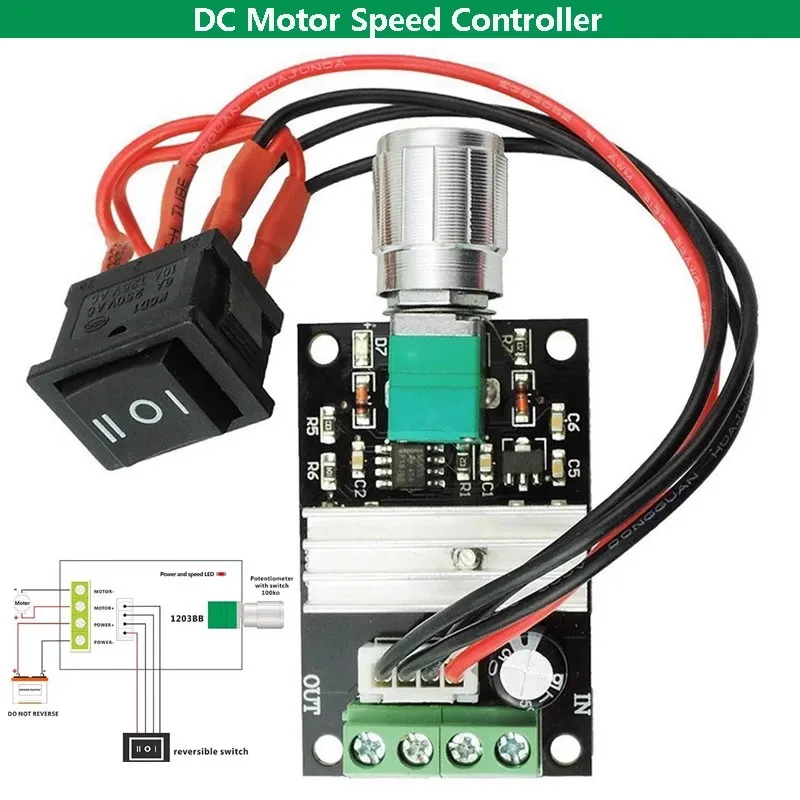 DC 6V-28V 3A PWM DC Motor Speed Controller Regulator Motor Speed Controller with Start Stop Switch Motor Speed Controller