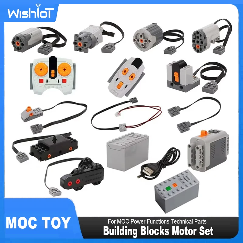 Technical MOC Power Functions Servo Parts Train Buggy M Motor 8883 Modified IR Remote Power Group Sets Lithium Battery Box 9686