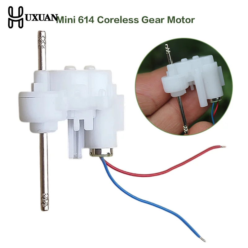 Mini 614 Coreless Gear Motor DC 3.7V 390RPM Dual Shaft Micro Coreless Gearbox Reducer Motor DIY Hobby Toy Car