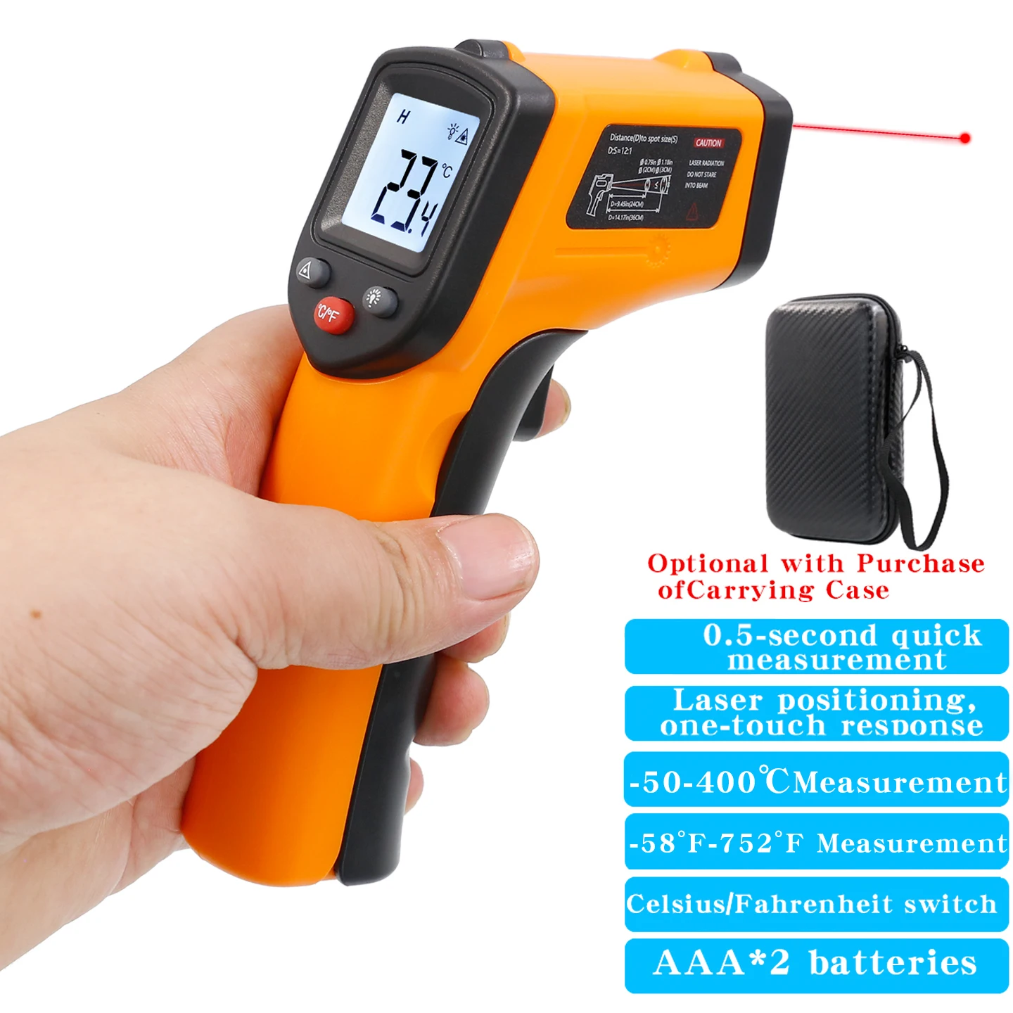 Infrared Thermometer Industrial High-Precision Temperature Gun Electronic Water and Oil Temperature Meter for Kitchen and Baking