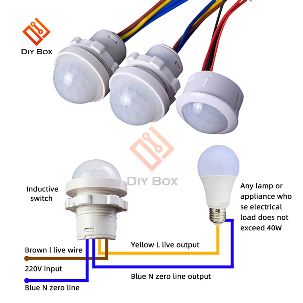 AC110-240V DC12-24V Automatic Sensor Light Switch LED PIR Infrared Motion Sensor Detection Night Light Indoor Outdoor