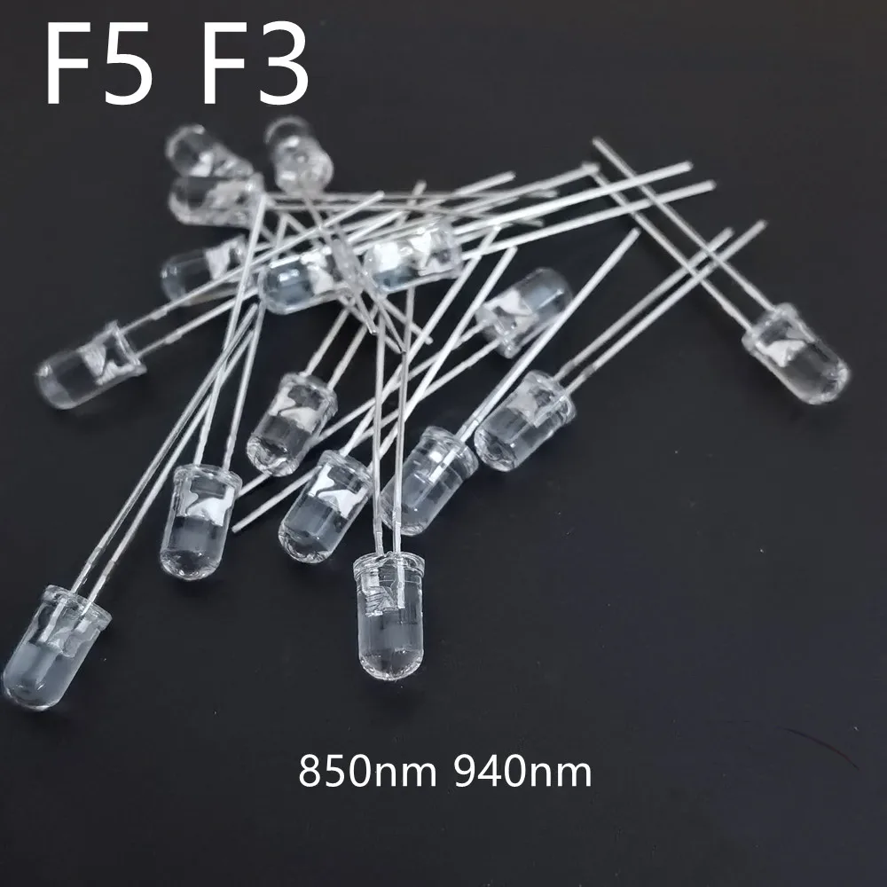 3mm 5mm IR LED Emitting Diode 850nm 940nm Emitter Receiver Infrared Transmitter Phototransistor Photodiode Invisible DIY PCB