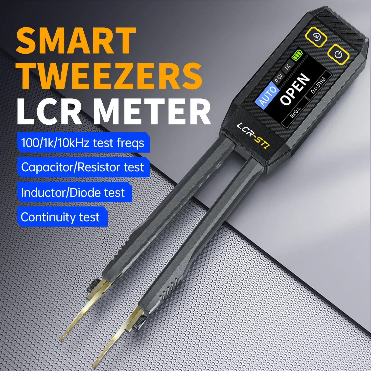 Fnirsi LCR-ST1 Smart Bridge Tweezer LCR SMD ESR Tester Resistance Capacitance Inductance Continuity Diode Test Auto Multimeter