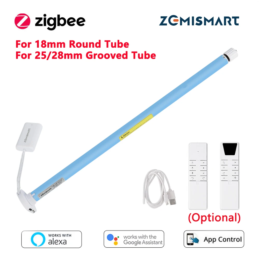 Smart Roller Shade Motor Electric Motorized Zigbee Recharge Motor for 18 25 28mm Tube Roller Shade Blind Motor Alexa Google