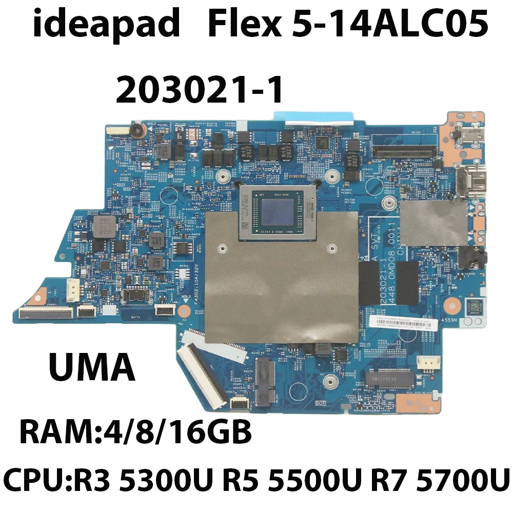 Laptop Motherboard For Lenovo ideapad Flex 5-14ALC05 203021-1 CPU R3 5300U R5 5500U R7 5700U RAM 4G/8G/16G 5B21B84832 5B21B84830