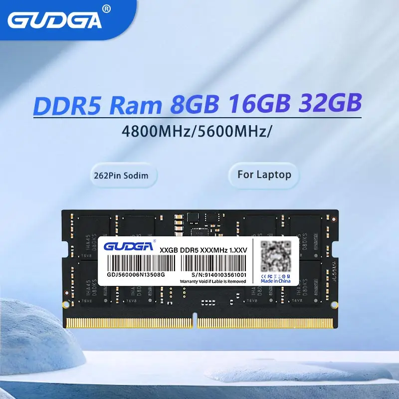 Gudga 8GB/16GB/32GB DDR5 RAM, 5600MHz 4800Mhz Laptop Memory, Sodimm 262-Pin,Upgrade Module Compatible with Intel&AMD RAMs Min