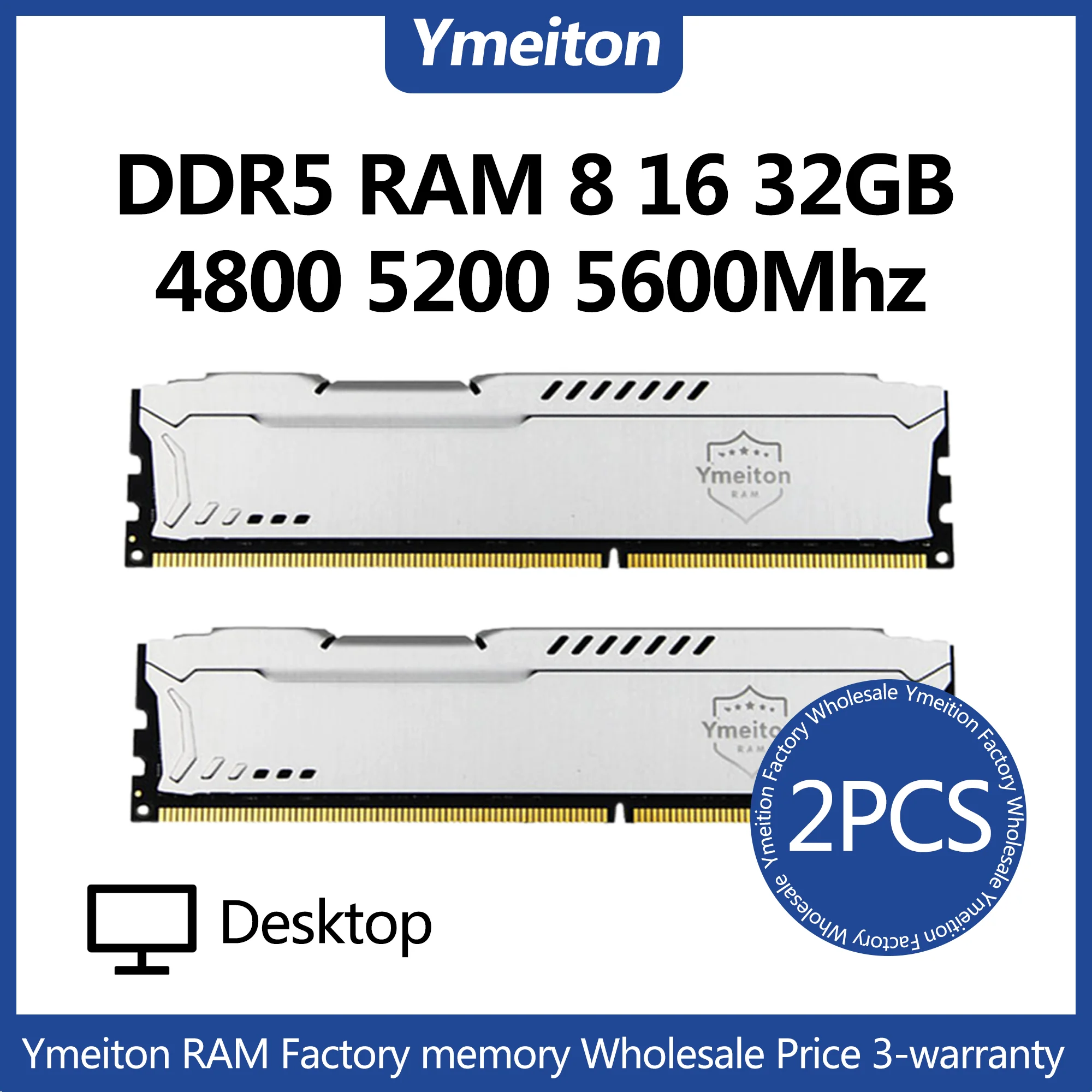 memoriam ddr5 2PCS pc Ymeiton ram memory ddr5 8GB 16GB 32GB 4800mhz 5200mhz 5600mhz U-DIMM RAM Factory Wholesales