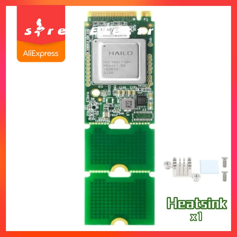 Hailo-8 M.2 (Key M) AI Acceleration Module 26Tops Hailo 8 Include Heatsink and Screws Compatible With Raspberry Pi 5