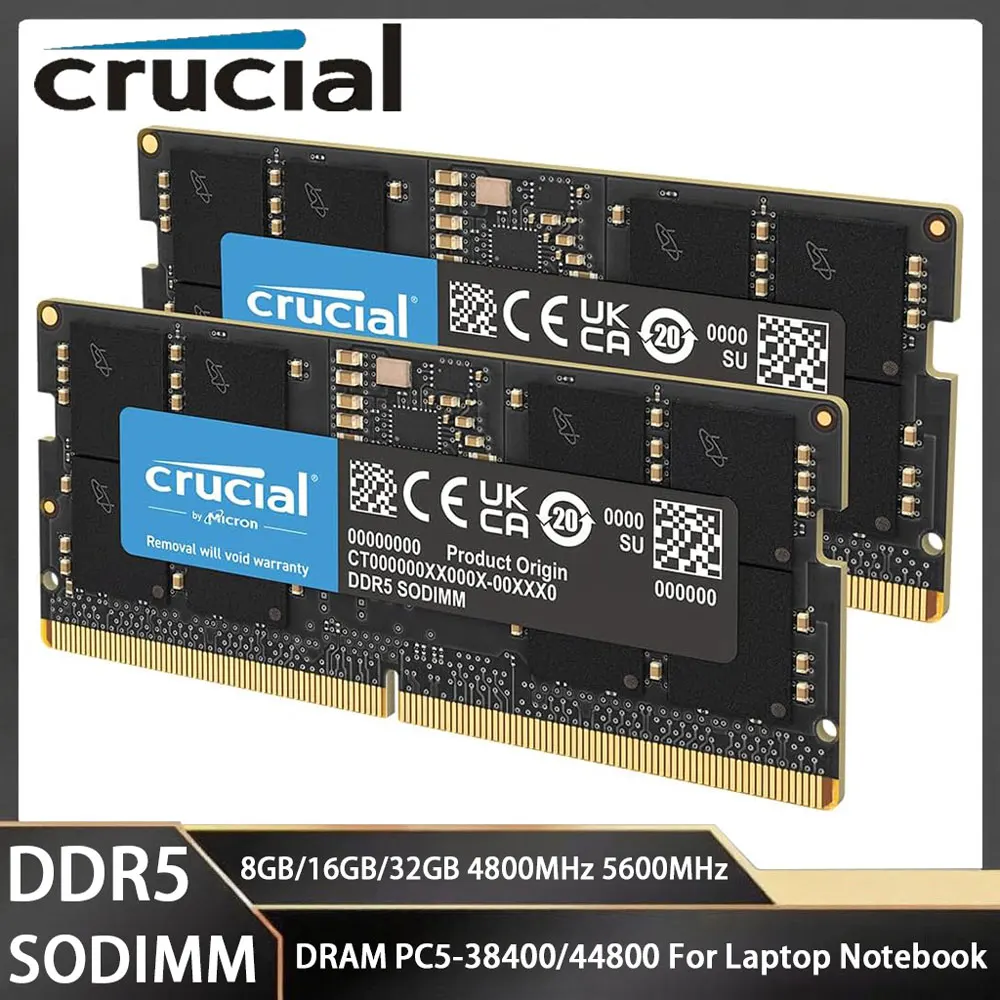 Crucial Memoria ram ddr5 16GB 8GB 32GB DDR5 4800 5600MHz PC5-38400 44800 Laptop Memory non-ECC 262Pin Sodimm For Intel&AMD RAMs