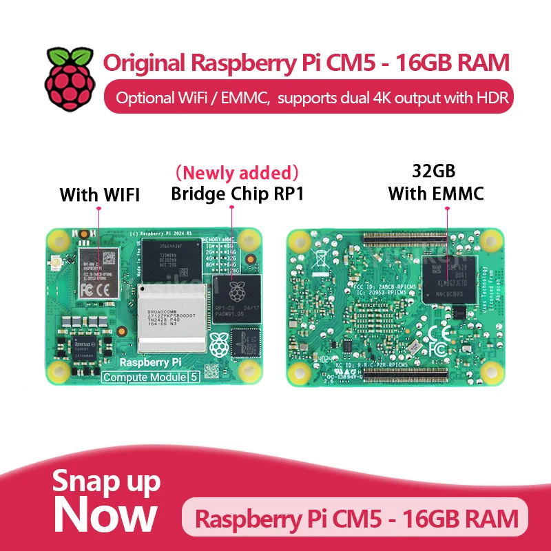 Original Raspberry Pi Compute Module 5 CM5 module with 16GB RAM, optional WiFi / EMMC, CM5116064 CM5016016 CM5016032 CM5016064