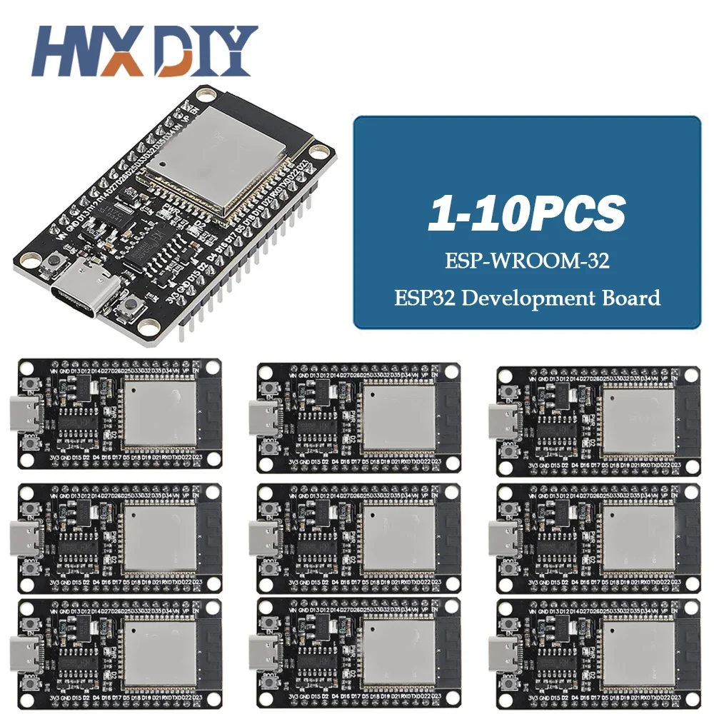 1-10PCS ESP32 Development Board TYPE-C CP2102/CH340C WiFi+Bluetooth Ultra-Low Power Consumption Dual Core ESP-WROOM-32 30/38Pin