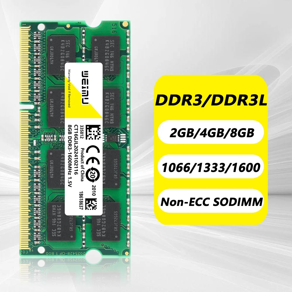 DDR3 DDR3L 4GB 8GB Laptop Memory Module Ram PC3 1.5V 1333 1600 1866Mhz PC3L 1.35V 8500 10600 12800 Sodimm Notebook Memoria Ram