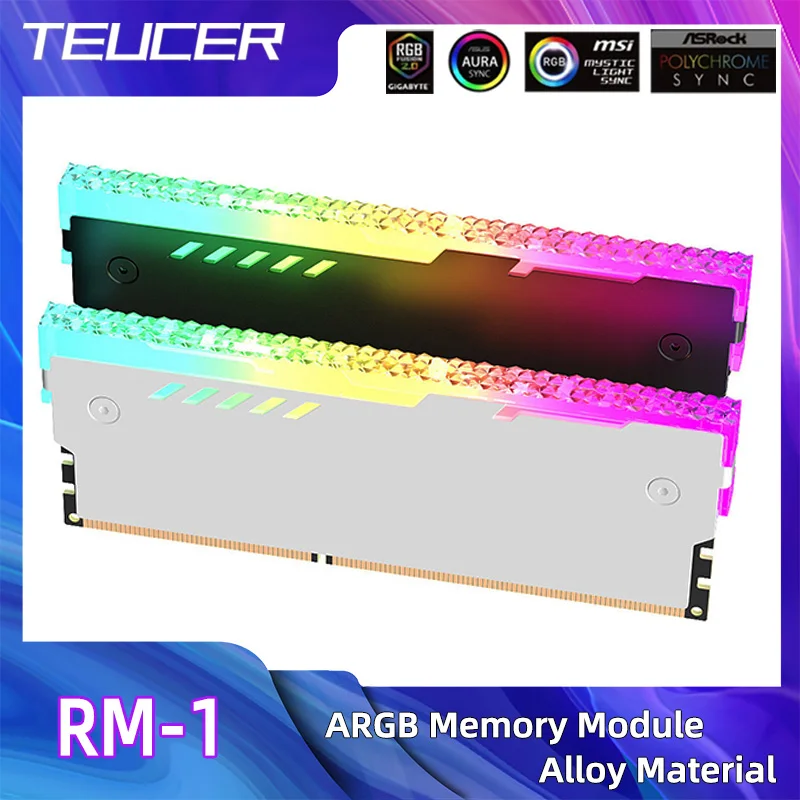 Teucer RM-1 PC Memory Heatsink RAM Cooling Vest 5V 3-PIN Argb for Desktop Computer Memory DDR3 DDR4 DDR5 DDR2