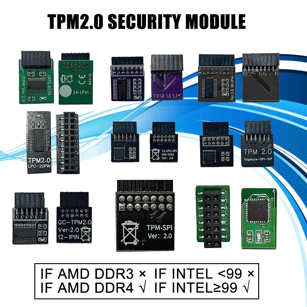 TPM 2.0 Security Module 12 14 18 20 Pin For Asus MSI Gigabyte ASRock Encryption Security Module Remote Card TPM 2.0 Module Board