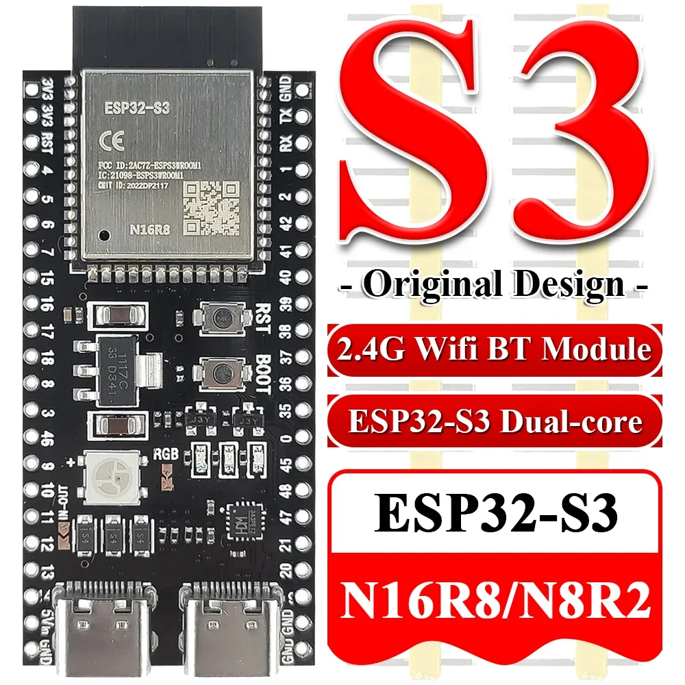 ESP32-S3 Wifi BT Module Development Board for Arduino IDE ESP32-S3-WROOM1 N16R8 N8R2 44Pin Type-C 16MB Flash 8M Psram ESP32 S3