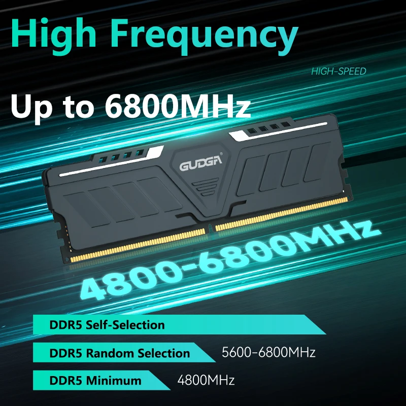 Gudga DDR5 Desktop Memory RAM 8GB 16GB 32GB 4800MHz 5600MHz 6400MHz Dimm with Aluminum Heatsink for Desktop Computer PC