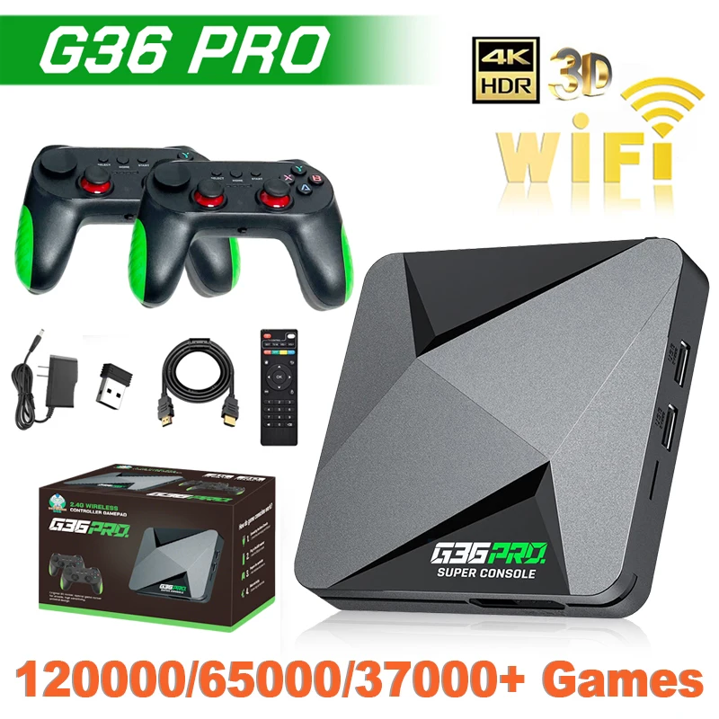 Super G36 Pro Game Console with 256G 120000+ Retro Video Games,Game Box with Wireless Controller,Kid Gift