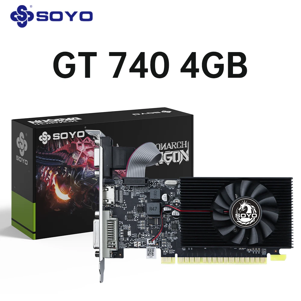 Soyo Nvidia Gefore GT740 4G Graphics Card GDDR3 GPU 128bit PCIe 3.0 x16 Gaming Video Cards For Desktop Computer Components