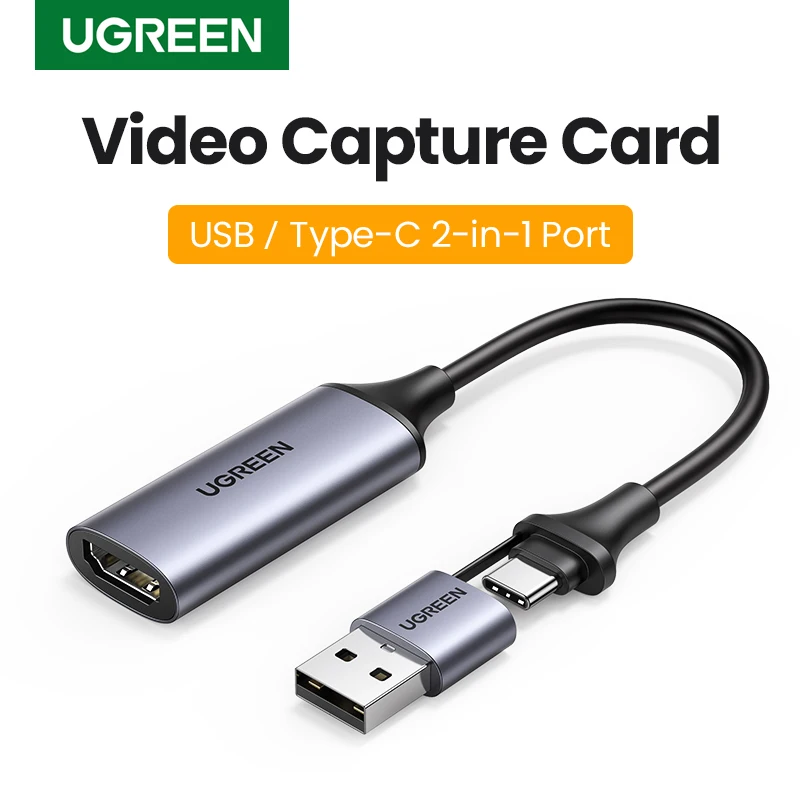 Ugreen Video Capture Card 4K Hdmi to USB/Type-c Video Grabber for PC Computer Camera Gaming Live Streaming Video Recorder
