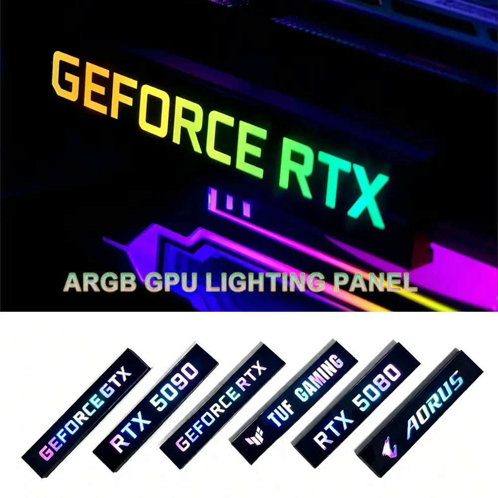 Video Card Lighting Panel For RTX 5090 5080 4090,MOD GTX ROG 3060ti 4080 GPU Side Argb Plate,Gamer Cabinet Faith Lamp Aura Sync