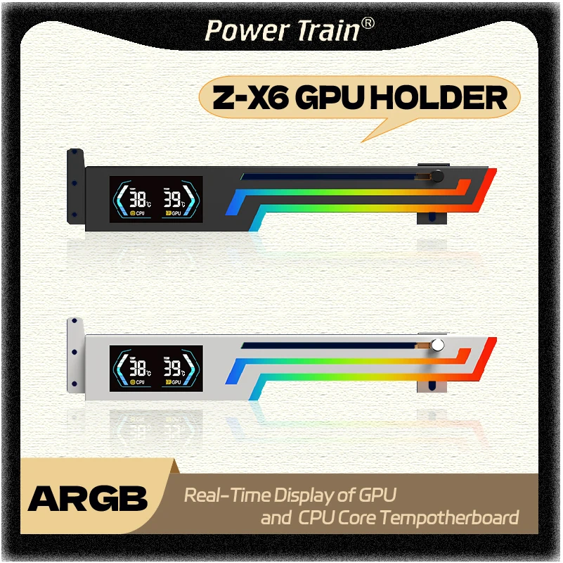 Power Train Z-X6 Argb 5V 3PIN graphics card bracket adjustable height Aura Sync computer graphics card VGA bracket GPU Holde