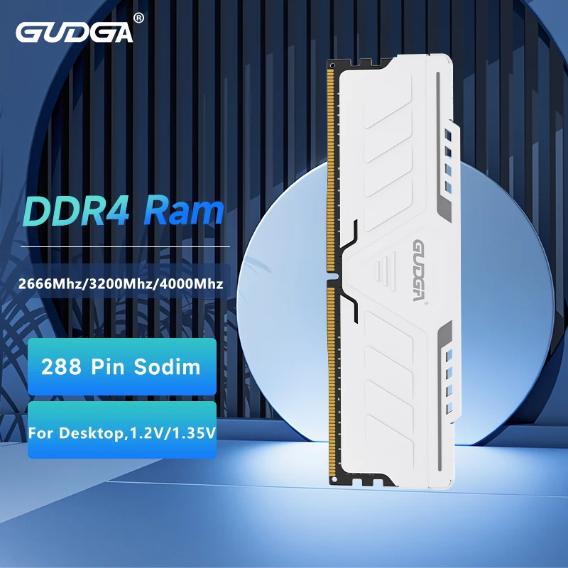 Gudga Ram Memory DDR4 8GB/16GB/32GB 2666 3200 3600 4000mhz 1.2V/1.35V 288Pin Dimm CL18 With Heat Sink For Desktop Computer