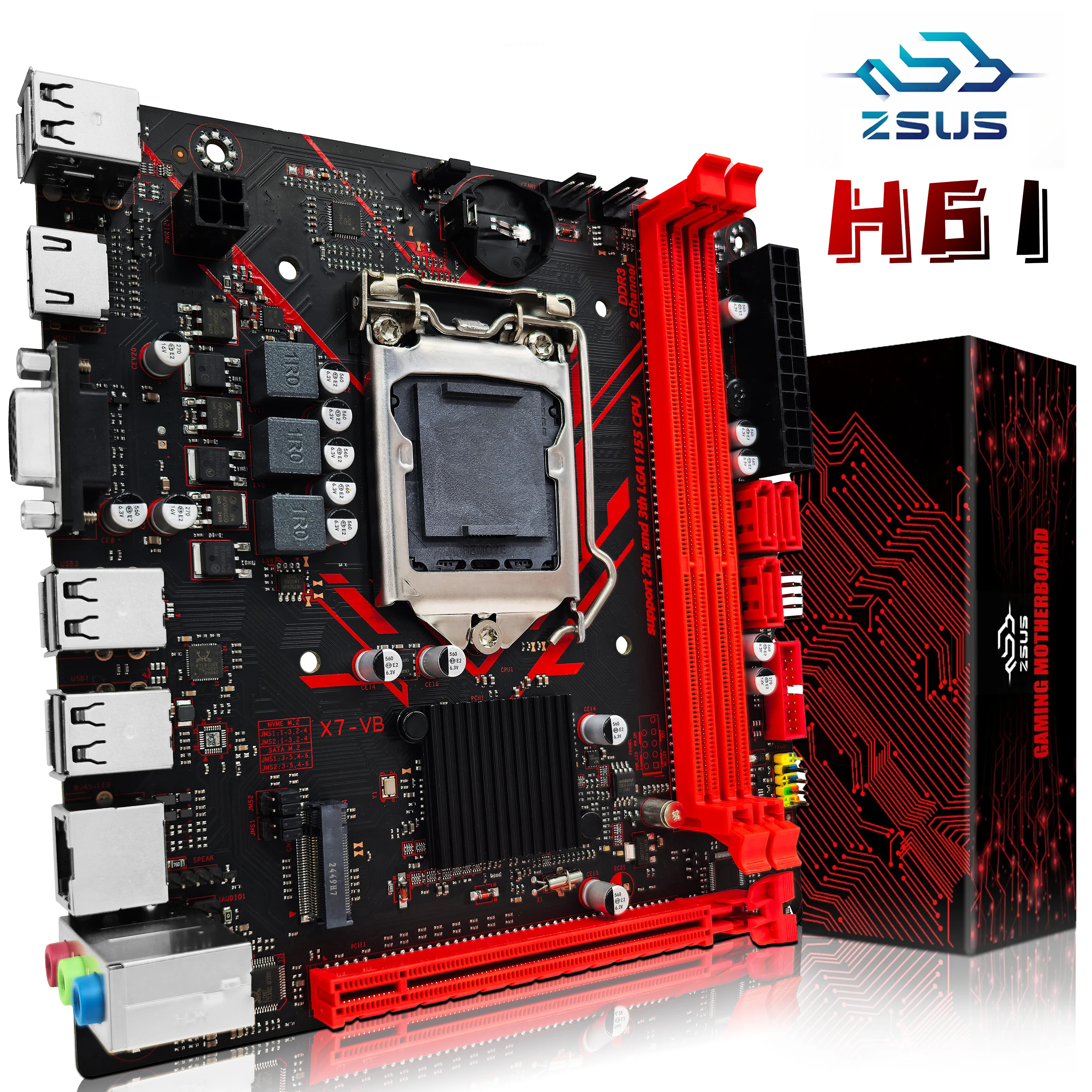 Zsus H61 Motherboard LGA 1155 Desktop Motherboards Support DDR3 RAM With Nvme M.2 Interface USB2.0 SATA2.0
