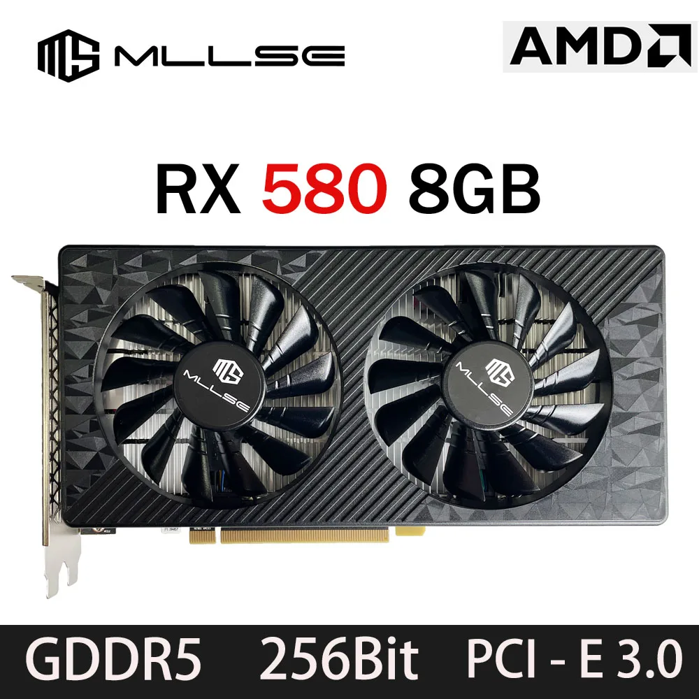 Mllse AMD RX 580 8GB 2048SP Gaming Graphics Card GDDR5 256Bit PCI-E 3.0 ×16 8Pin Radeon GPU Rx 580 Video Card Placa De Video
