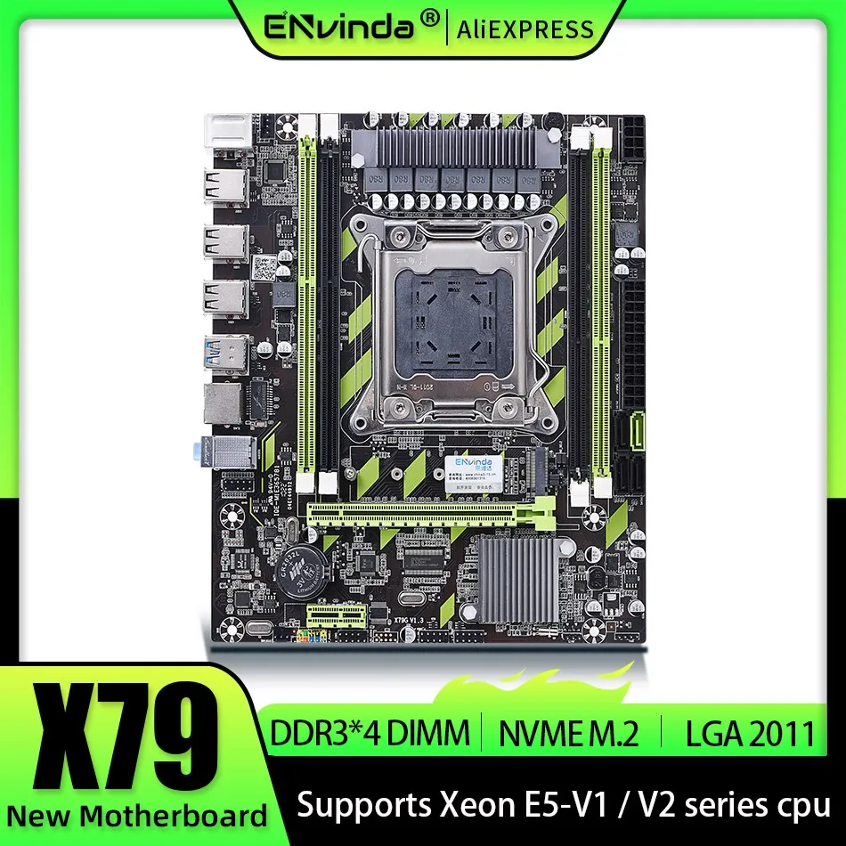Envinda X79 Motherboard LGA 2011 USB2.0 SATA3 Support REG Memory ECC And Processor Xeon E5 4DDR3 PCI-E Nvme M.2