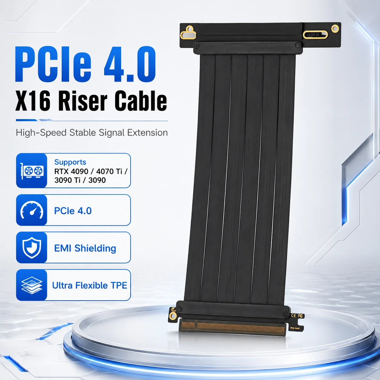 PCI Express 3.0/4.0 x16 to x16 Gen 4 GPU Double Reverse Graphics Card Extension Cable Riser Card For ITX gold-plated Connector